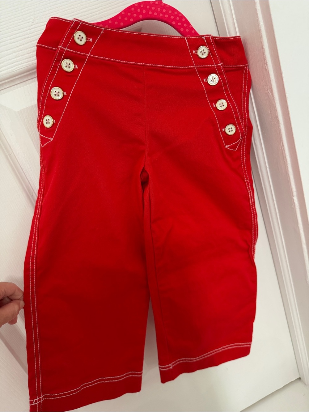 Janie and Jack Red Girls Casual Button-Accent Pants
